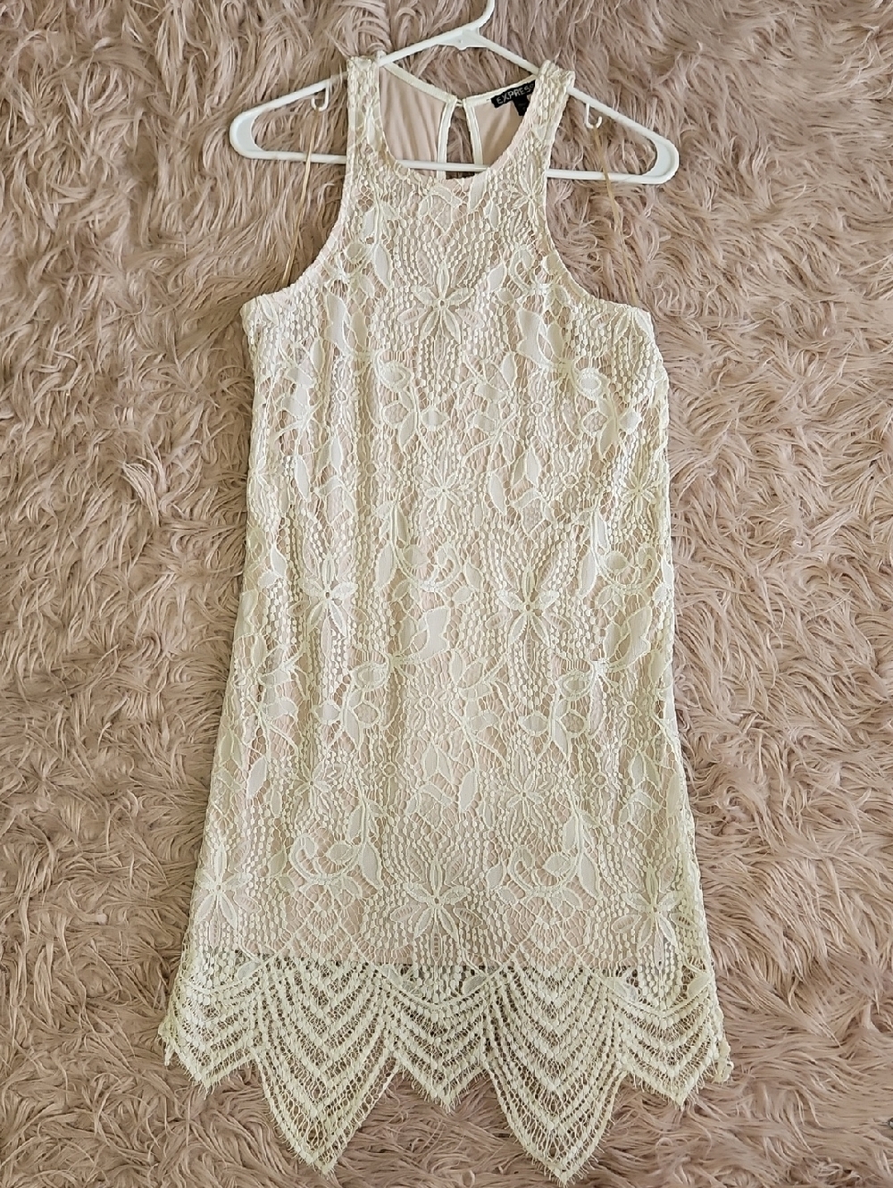 Express Cream Lace Racerback Dress